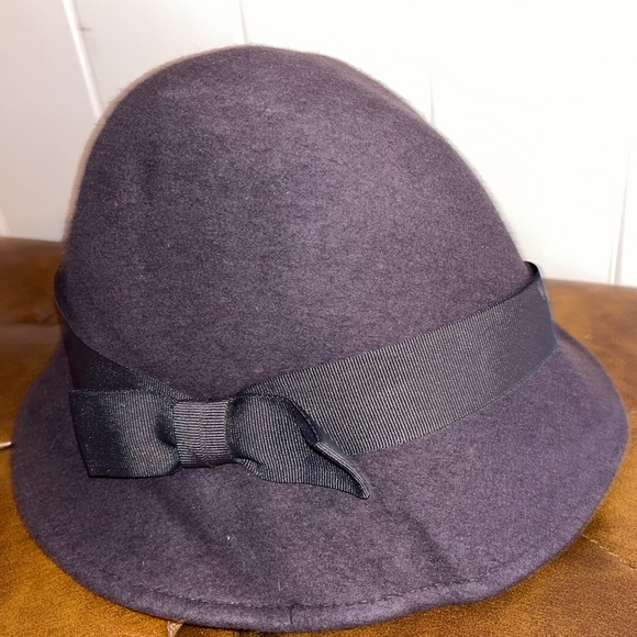 Banana Republic Wool Purple/Gray Cloche Hat With Bow VGUC Size S/M - Picture 3 of 6